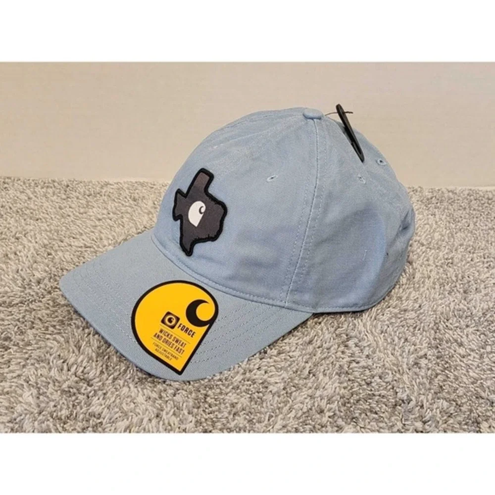 Carhartt‎ Texas Canvas Patch Adjustable Hat Cap Light Blue State Outline TX NWT